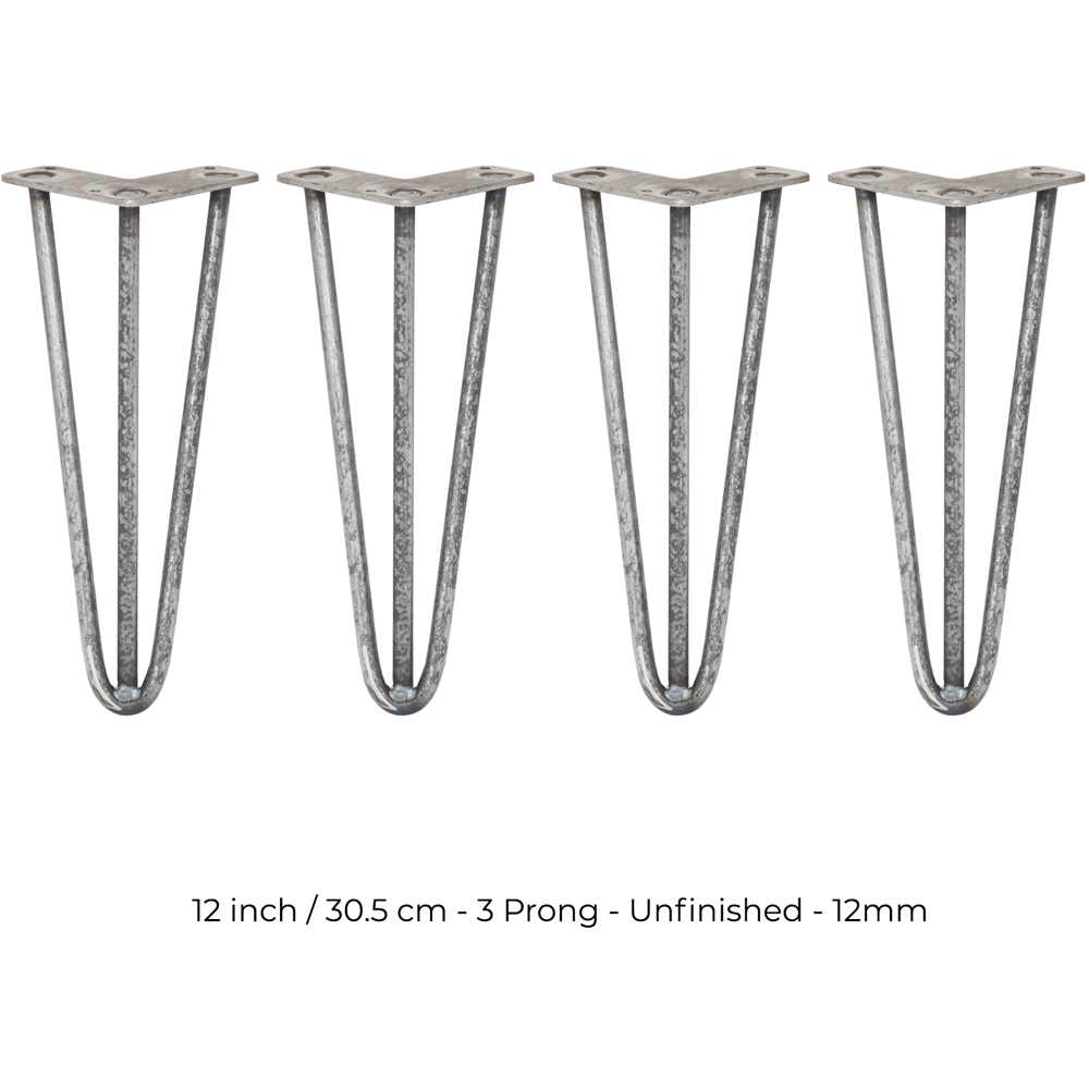 MonsterShop 3 Prong Raw Steel Hairpin Leg 305mm 4 Pack Image 5
