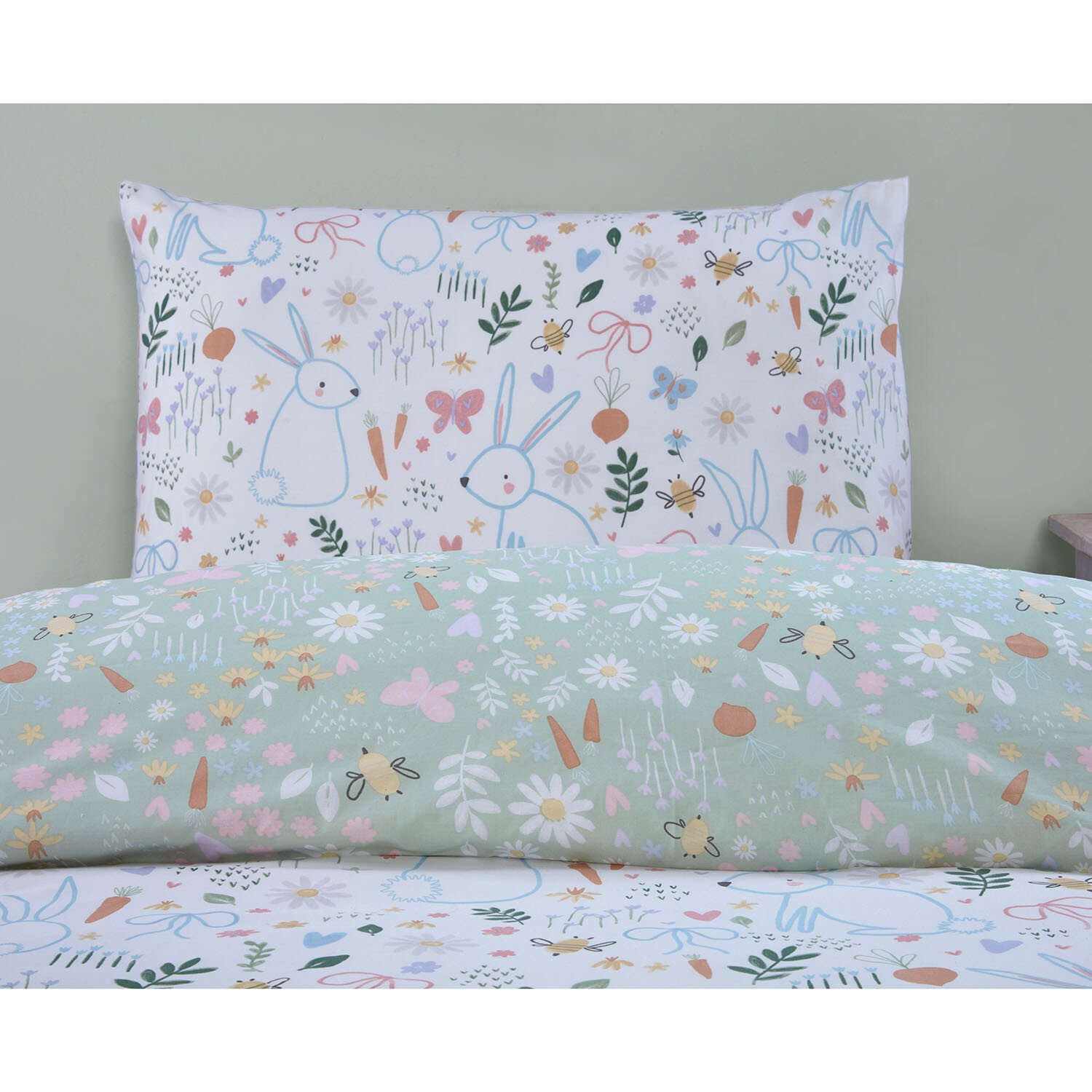 Easter Bunny Duvet Cover and Pillowcase - White Image 4
