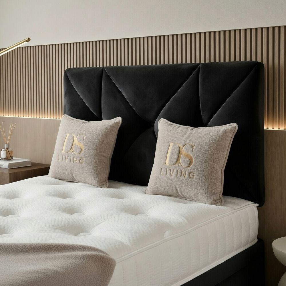 DS Living Eclipse Single Black Plush Velvet Ottoman Bed Image 3