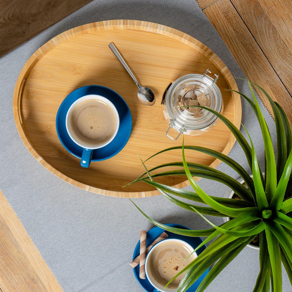 Argon Tableware 12 Piece Blue and Yellow Coloured Cappuccino Cup and Saucer Set 250ml Image 5