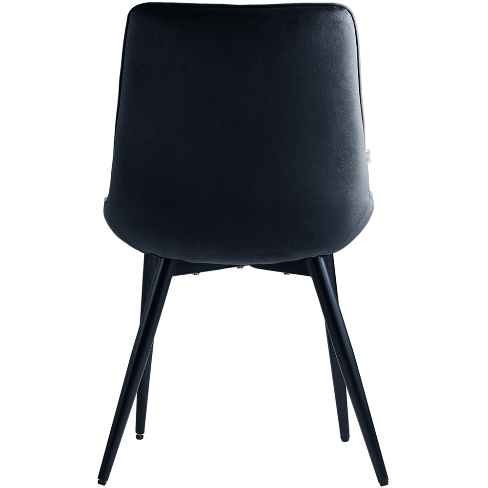 Living and Home Set of 2 Black Dutch Velvet Dining Chair Image 4