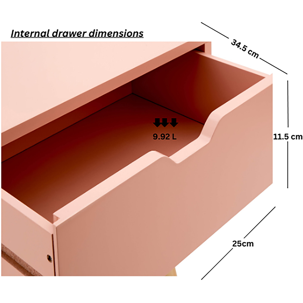 GFW Nyborg 2 Drawer Coral Pink Bedside Table Image 9