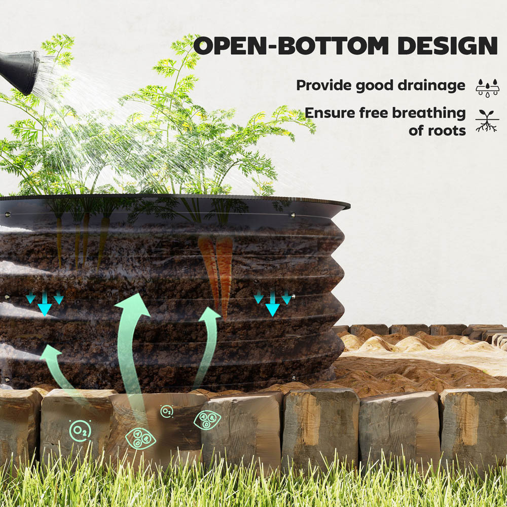 Outsunny Grey Galvanised Steel Raised Garden Bed Planter with Safety Edging 2 Pack Image 5