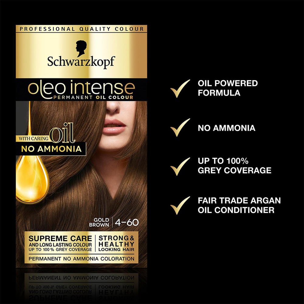 Schwarzkopf Oleo Intense 4-60 Gold Brown Permanent Oil Colour 3 Pack Image 3