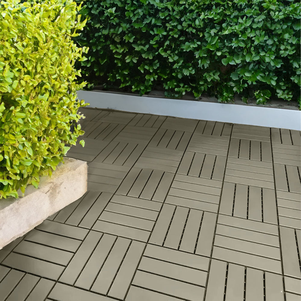Oseasons Polydeck Beige Woodgrain-Effect Decking Tiles 30 x 30cm 12 Pack Image 3