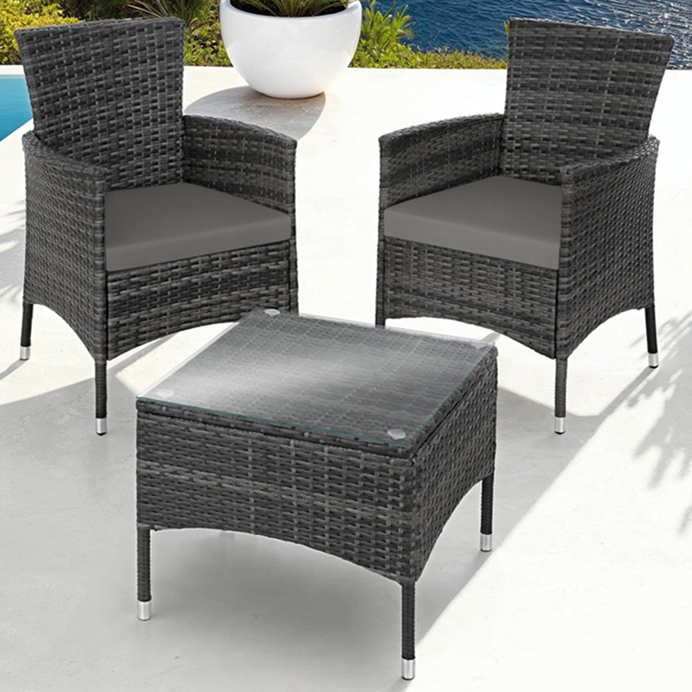 tectake Lucerne 2 Seater Grey Garden Bistro Set Image 1