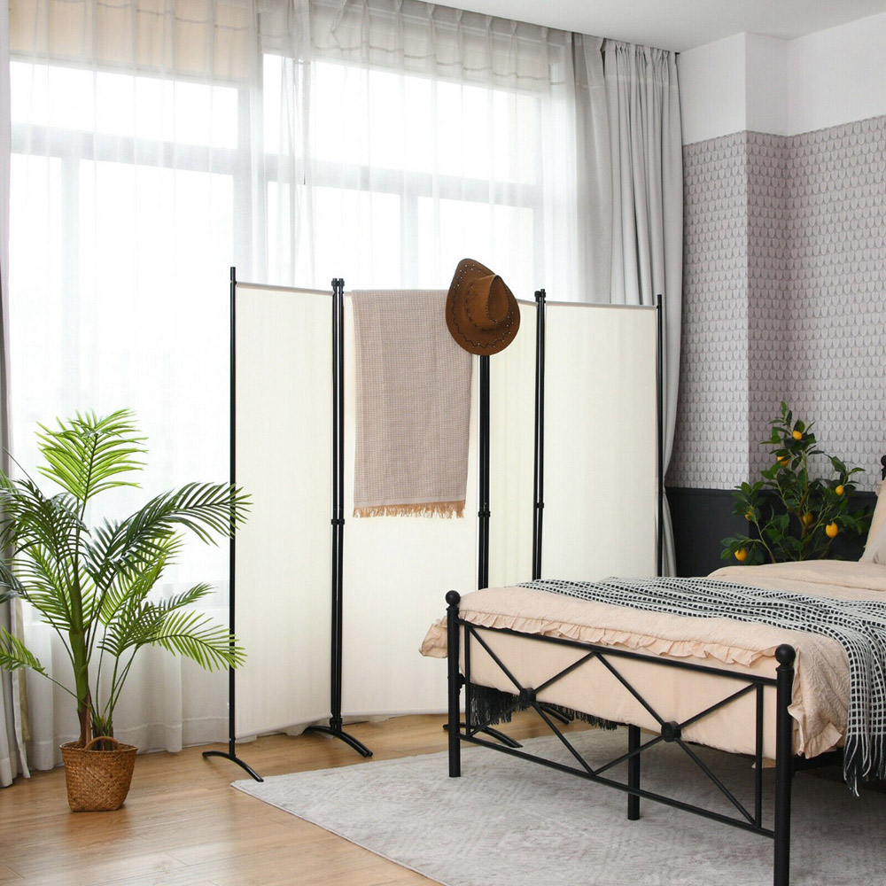 Costway White 4 Panel Wall Privacy Screen Image 2