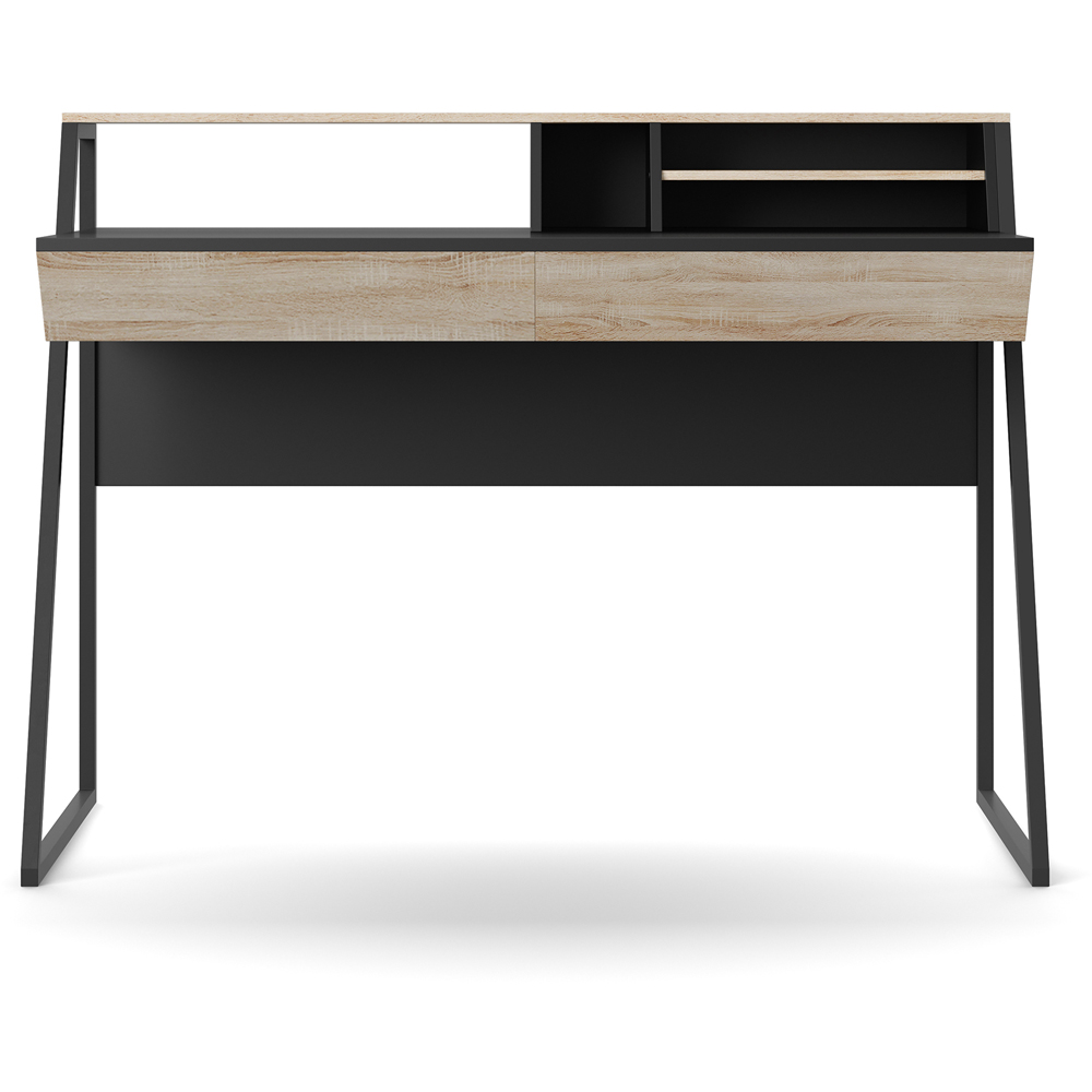 Alphason Salcombe 2 Drawer Oak and Black Office Desk Image 3