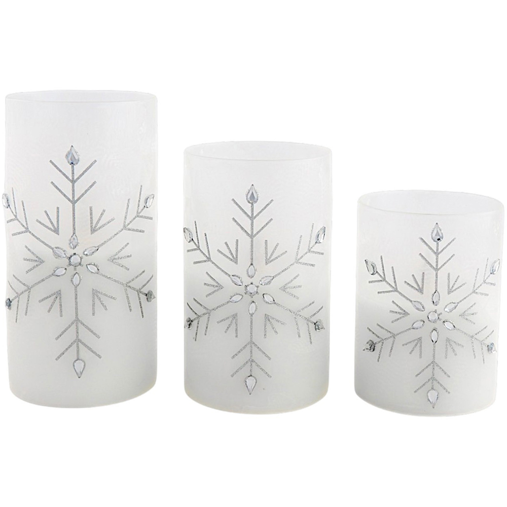 Snowflake LED Candles Set White Image 3