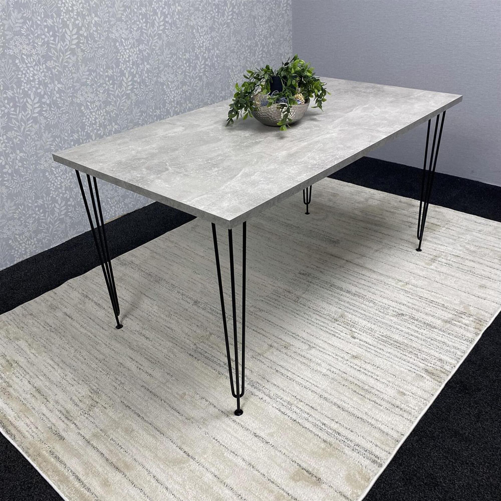 Kosy Koala 6 Seater Rectangular Dining Table with Hairpin Legs Stone Grey Image 8