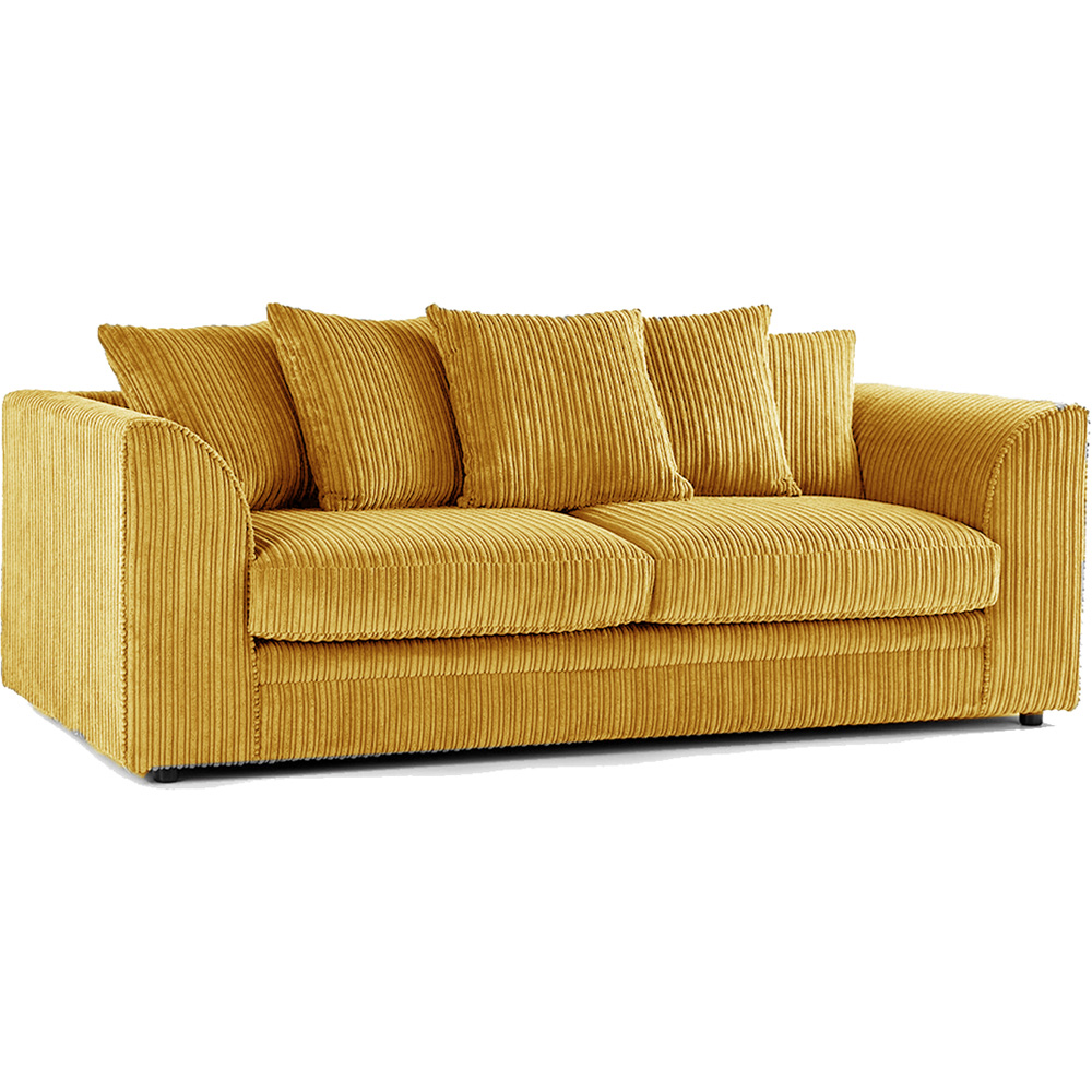 Luxor 3 Seater Mustard Jumbo Cord Scatter Back Sofa Image 2