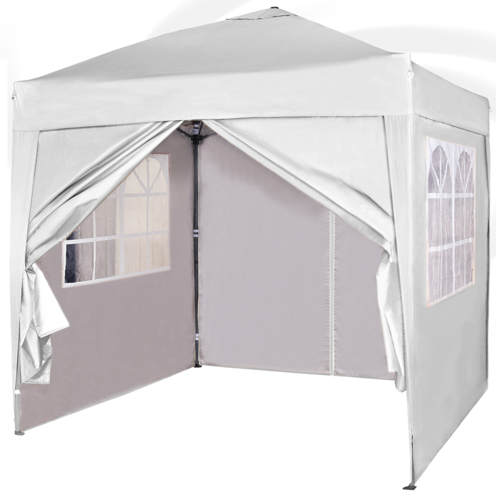 White Pop Up Outdoor Canopy Tent with Removable Sidewalls 2 x 2m Image 2