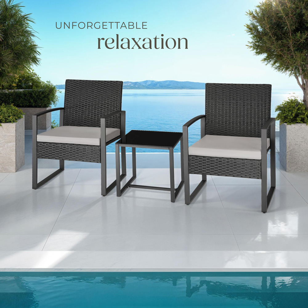 tectake Granada 2 Seater Black Bistro Set Image 8