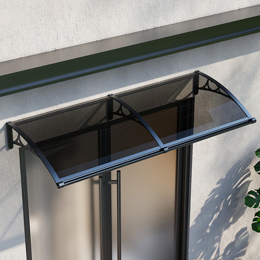 Living and Home Dark Grey Curved Door and Window Canopy 2.0 x 0.8m Image 1