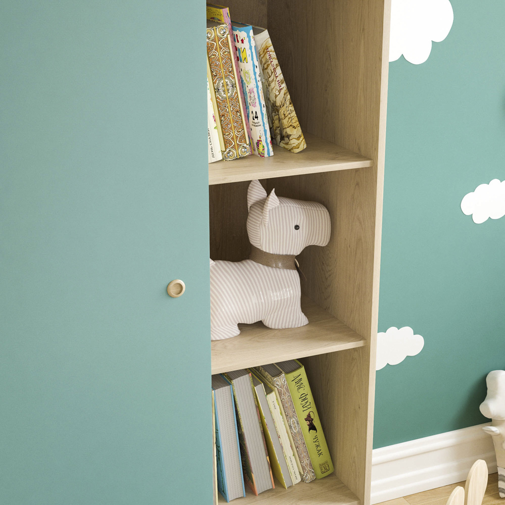 Junior Vida Neptune Single Door Blue and Oak Wardrobe Image 3