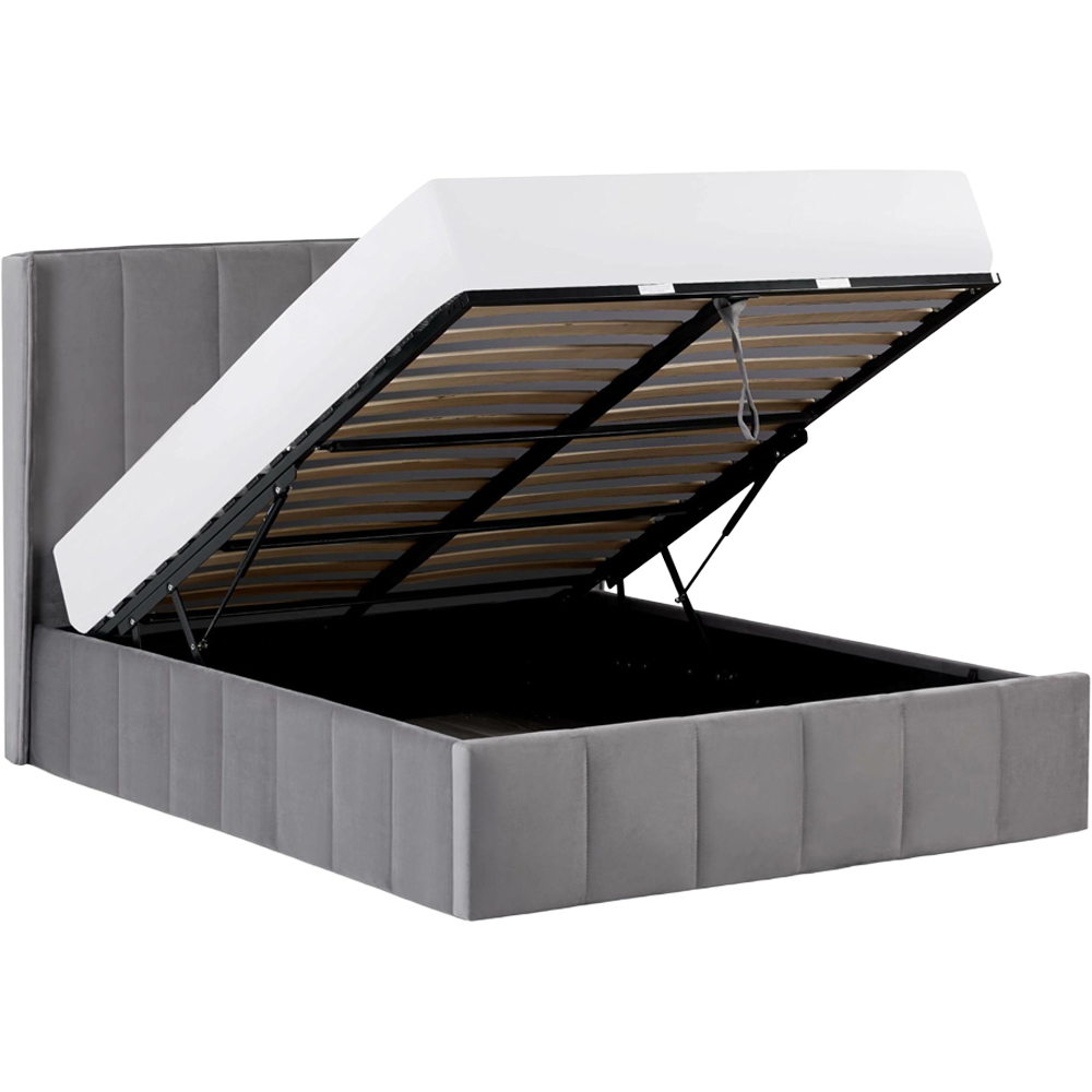 Julian Bowen Katie Double Grey Velvet Lift-Up Ottoman Bed Frame with Winged Headboard Image 5