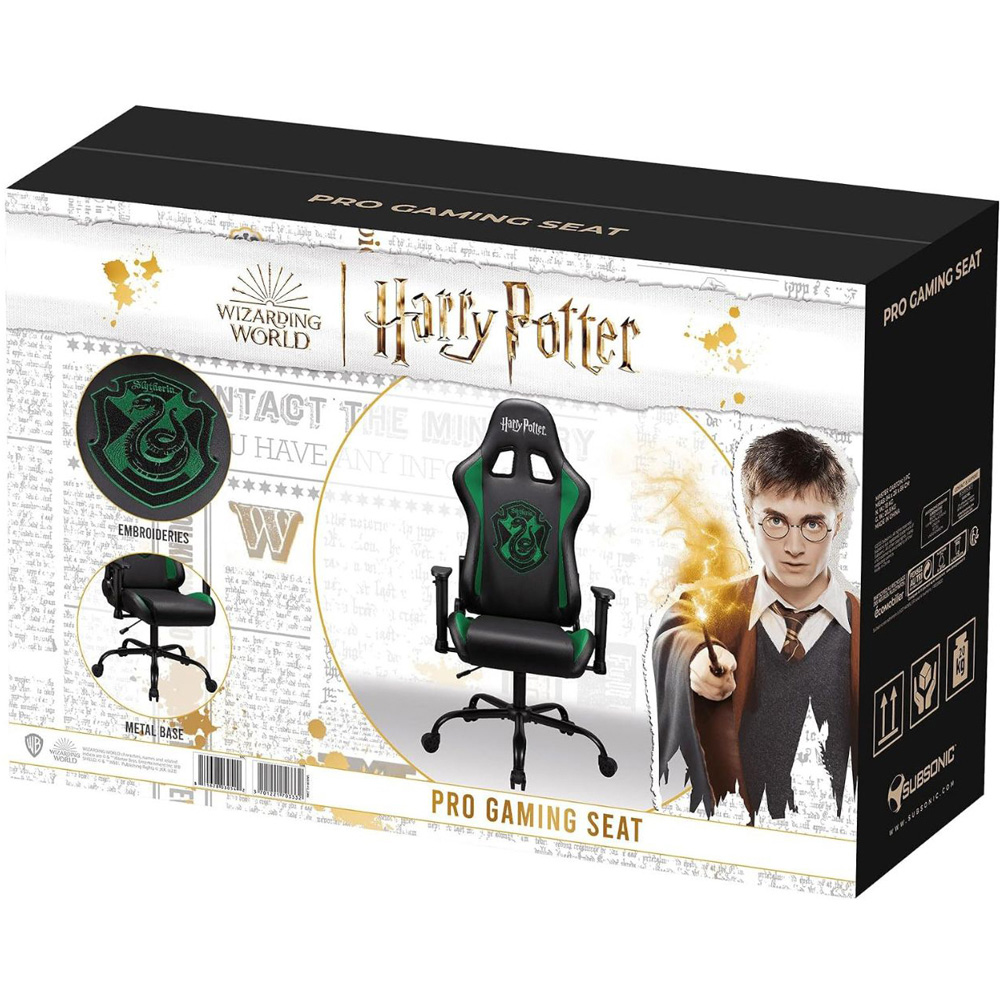 Subsonic Harry Potter Slytherin Green and Black Leather Recliner Pro Gaming Chair Image 2