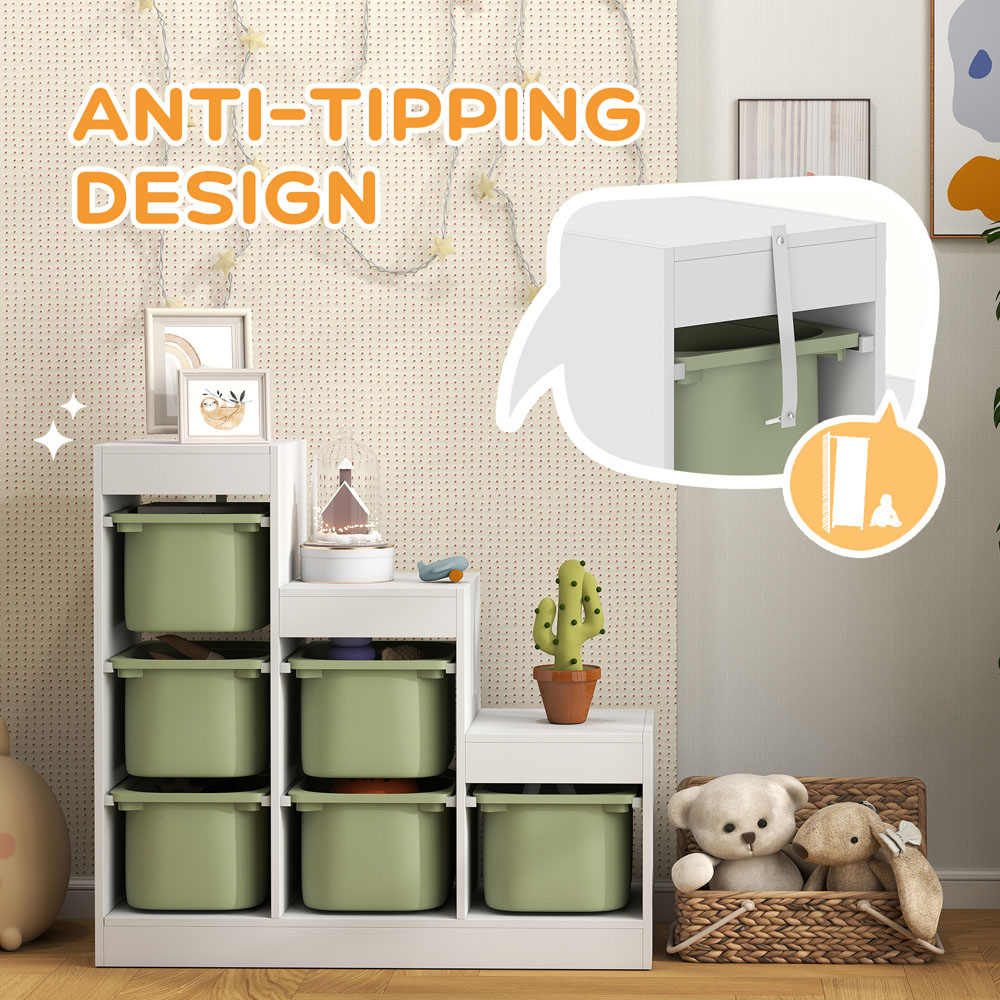AIYAPLAY Green Kids Toy Storage Unit with 6 Removable Bins Image 8