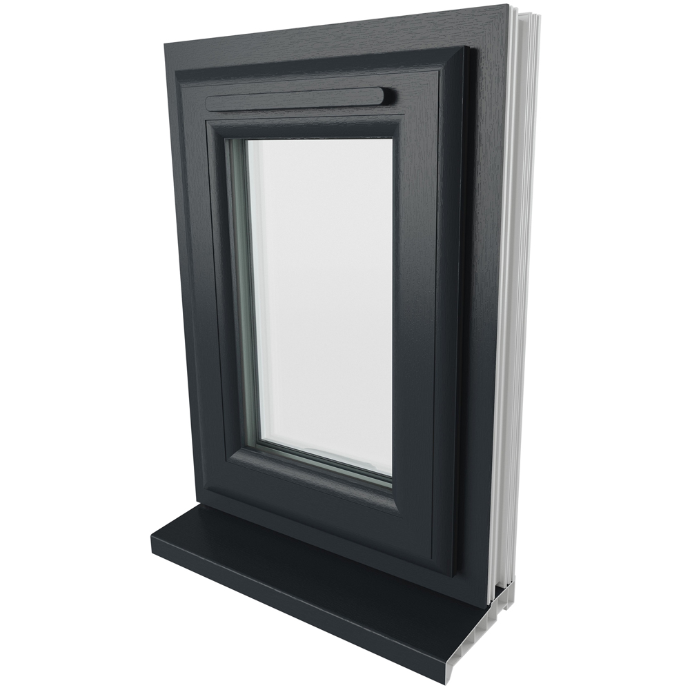 Crystal uPVC Double Glazed Window Top Hung Opener Grey White Clear Glass 440x610mm Image 9