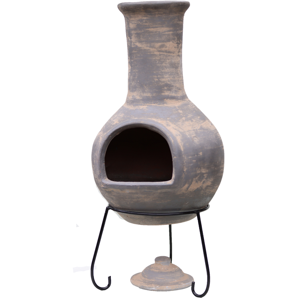 Gardeco Colima Extra Large Mid Grey Mexican Chimenea with Stand and Lid Image 3