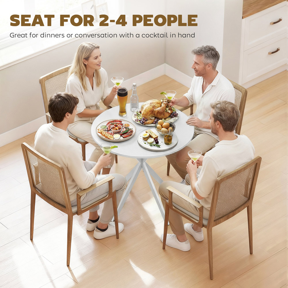 Portland 2 Seater Industrial Round Dining Table White Image 6