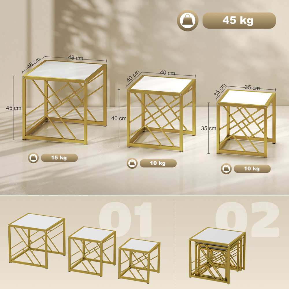 Portland White Nest of Tables Set of 3 Image 9