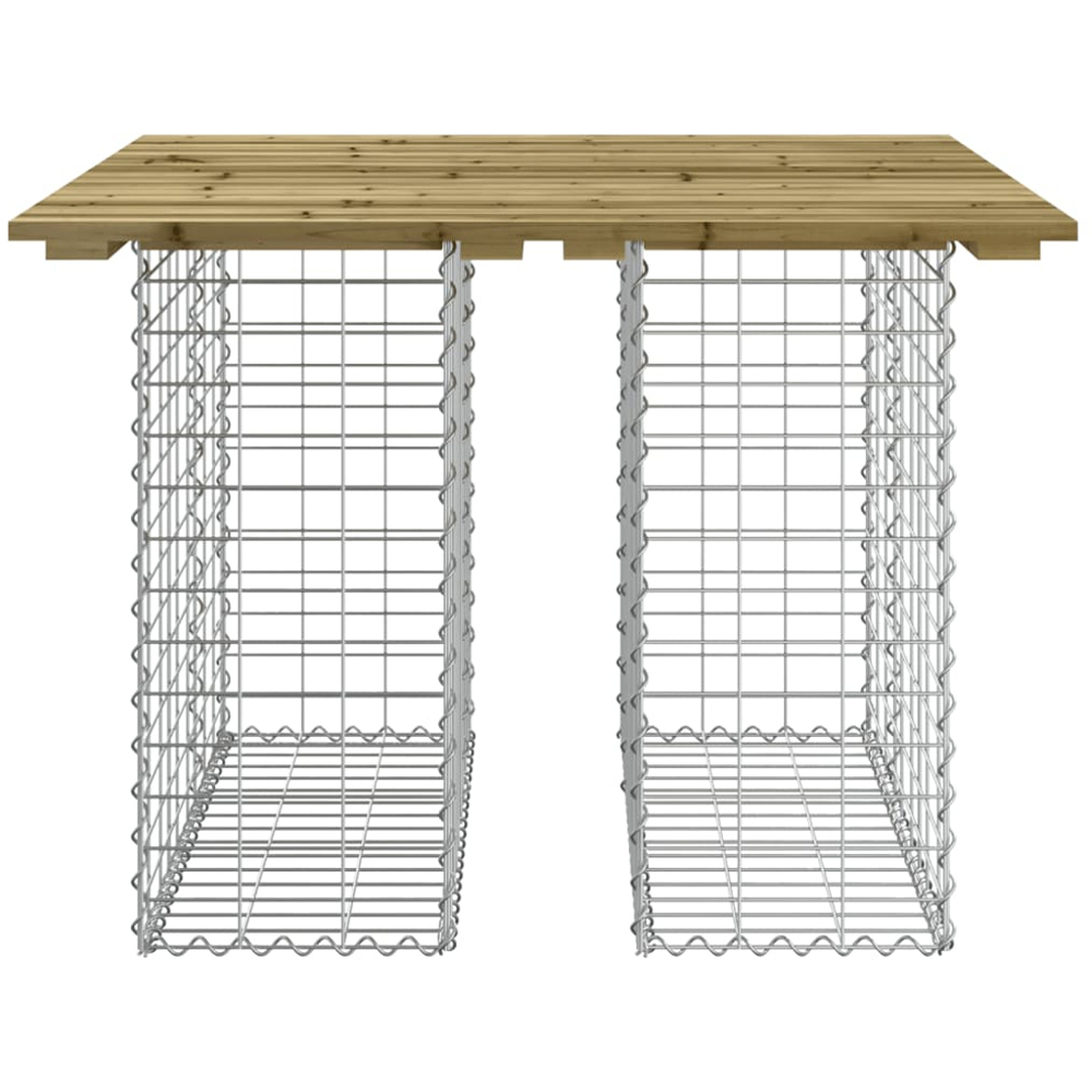 vidaXL Dark Brown Solid Impregnated Pine Wood Gabion Design Garden Table 100 x 102 x 72cm Image 2