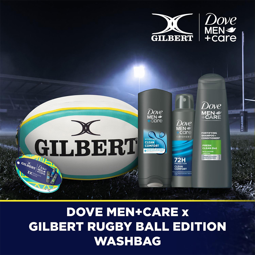 Dove Men+Care x Gilbert Rugby Ball Edition Washbag 3 Piece Gift Set 3 Pack Image 4