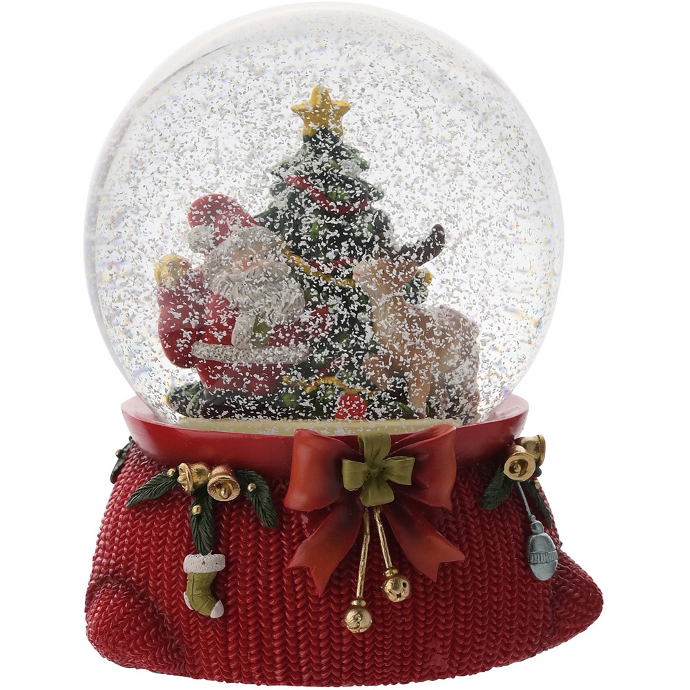The Christmas Gift Co Musical Santa with Reindeer Scene Snow Globe Image 3