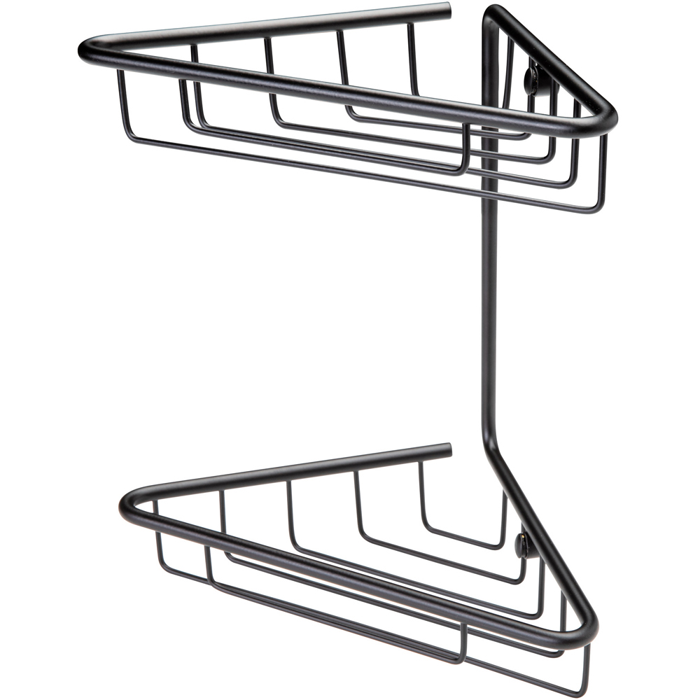 Bathstore Portree 2 Shelf Matt Black Corner Shower Caddy Image 1