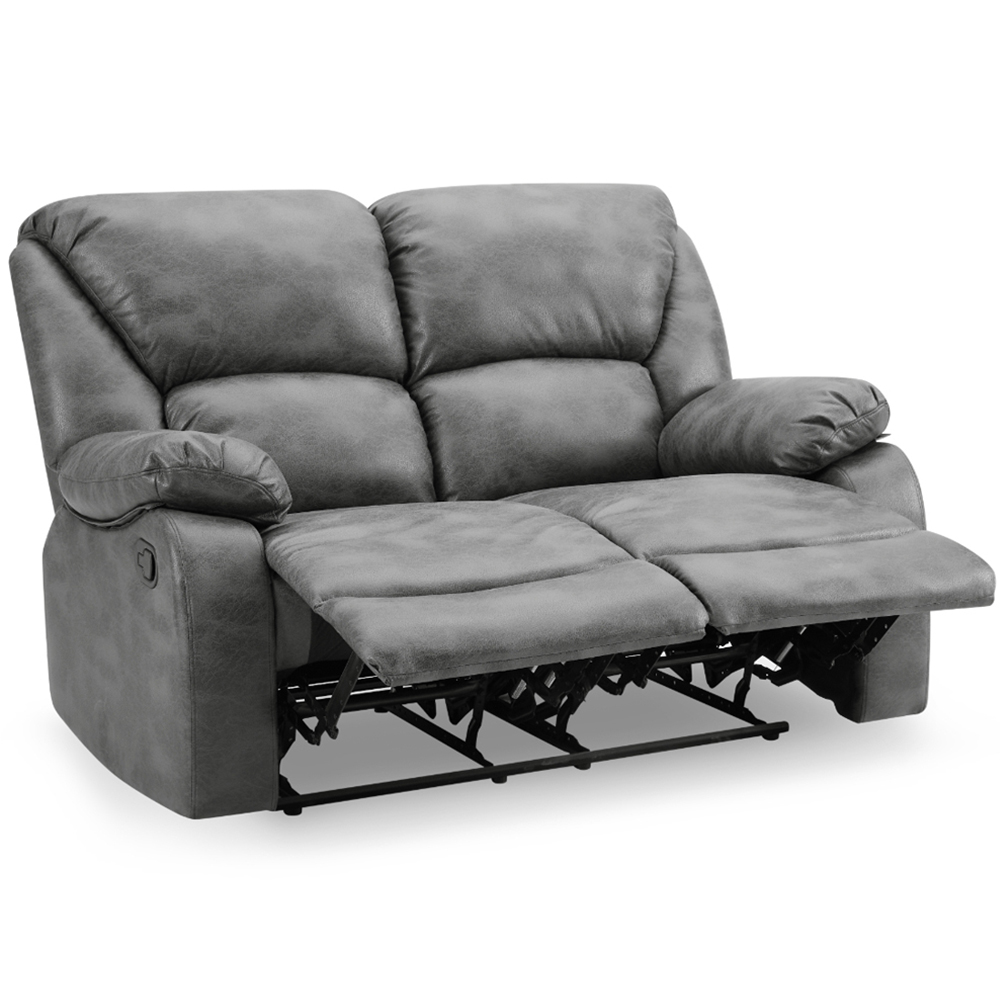 Home Detail Enoch 2 Seater Grey Faux Leather Manual Recliner Sofa | Wilko