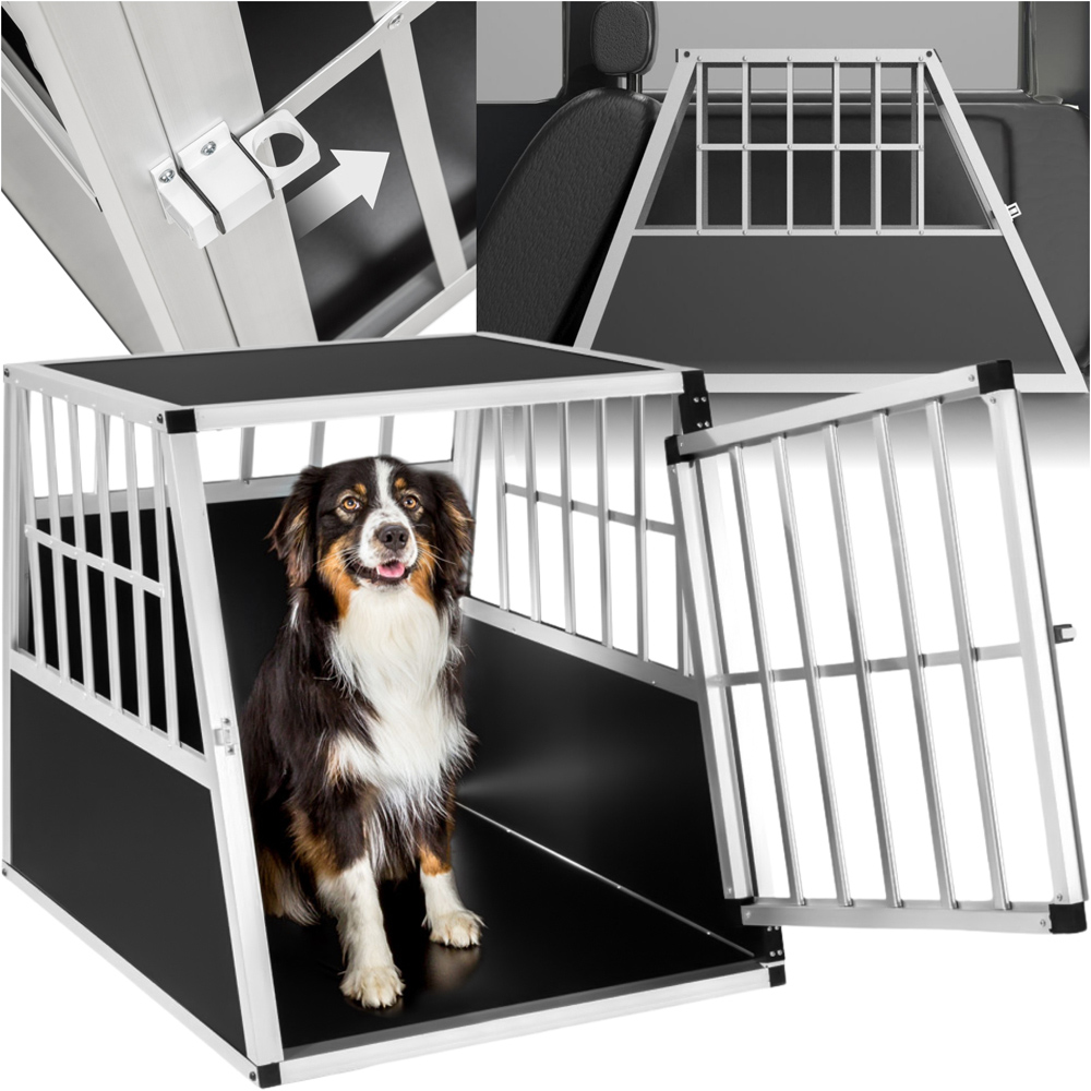 tectake Black Lockable Dog Crate Image 2