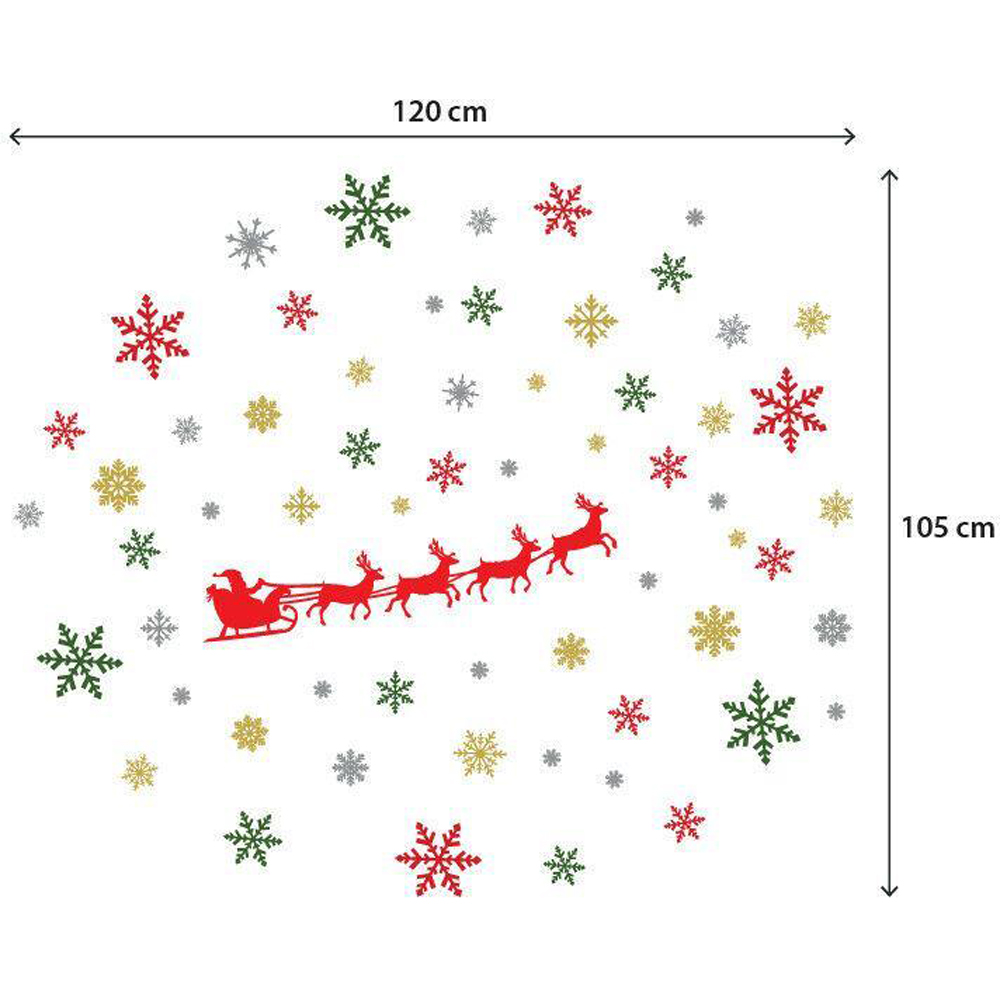 Walplus Santa's Sleigh and Colourful Snowflakes Self Adhesive Christmas Wall Stickers 61 Piece Image 5
