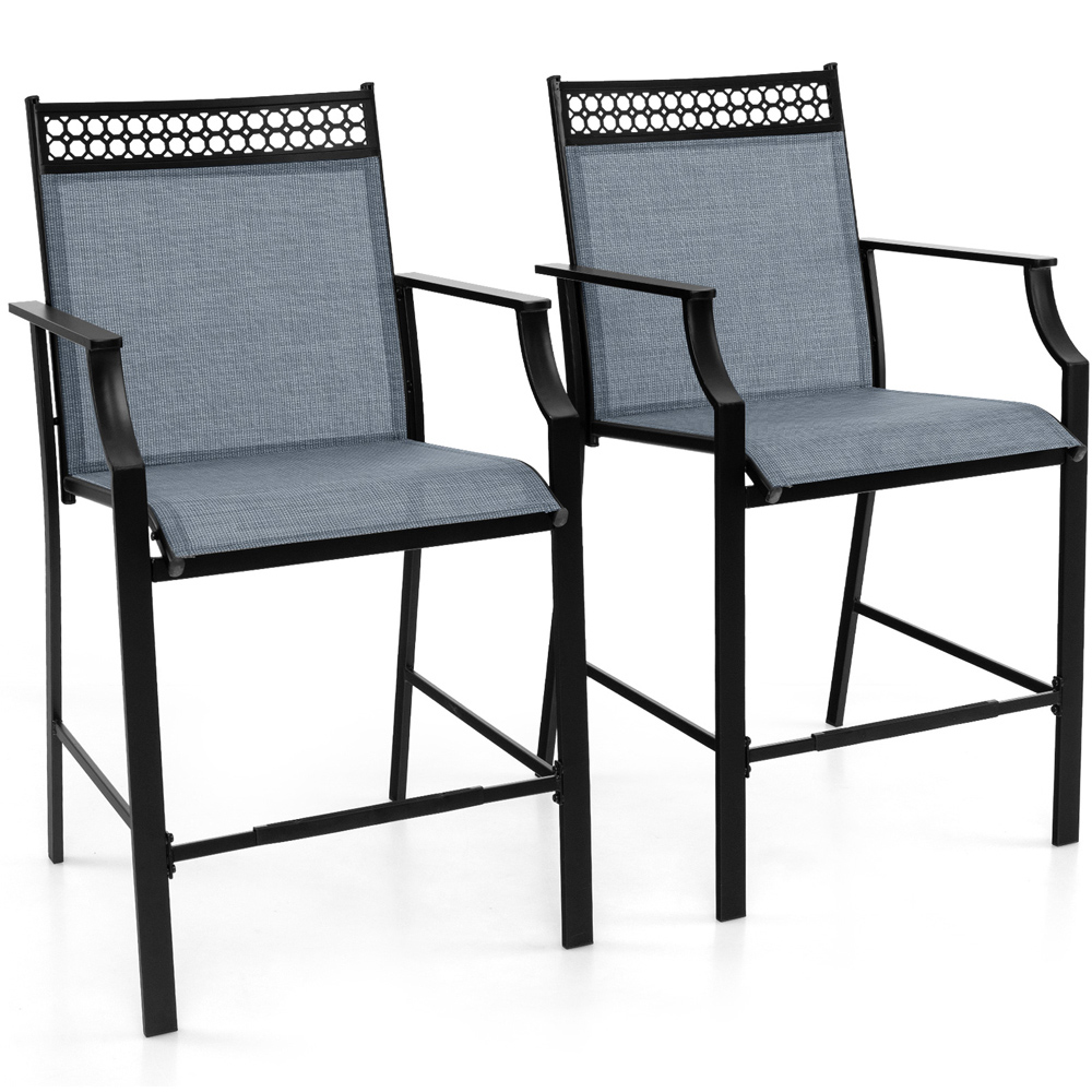 Costway Set of 2 Blue Outdoor Patio Chairs with Footrest Image 2