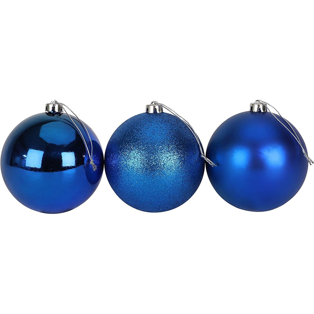 Shatchi 15cm Blue Shatterproof Bauble 3 Pack Image 2