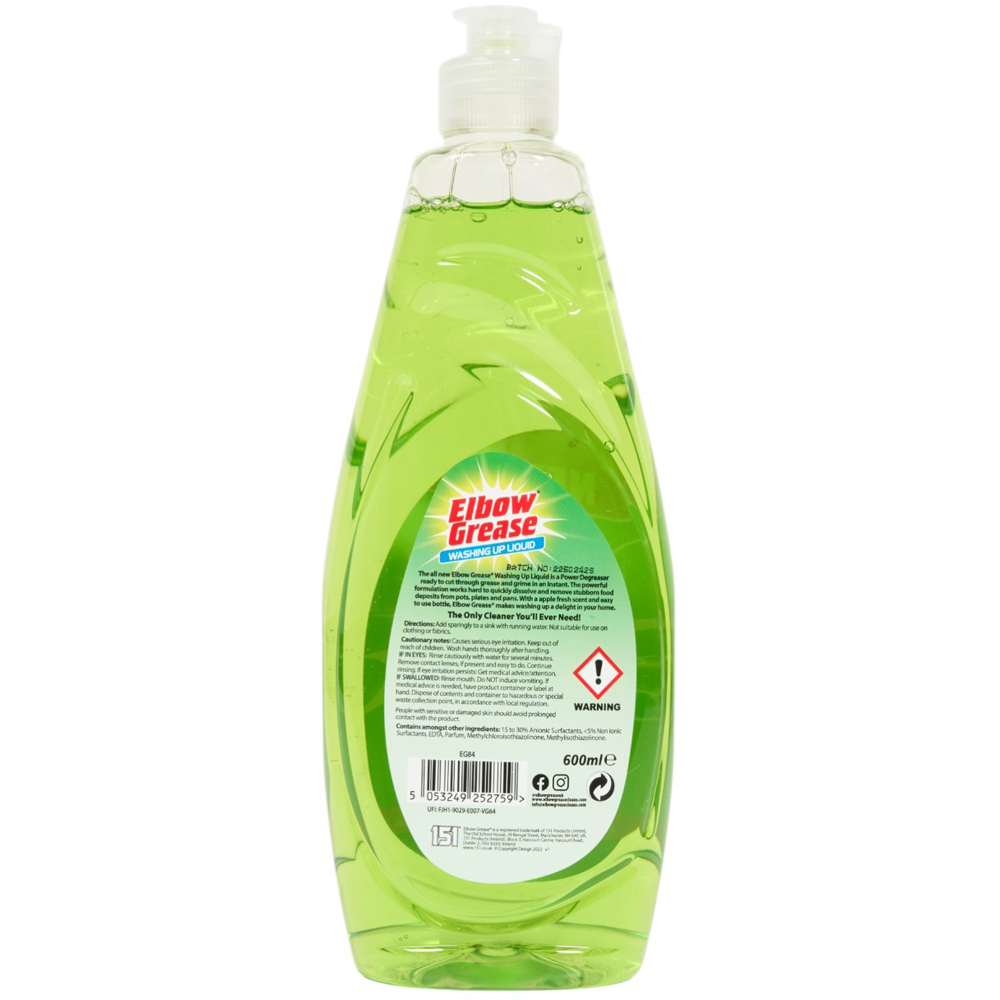 Elbow Grease Apple Washing Up Liquid 600ml Image 2