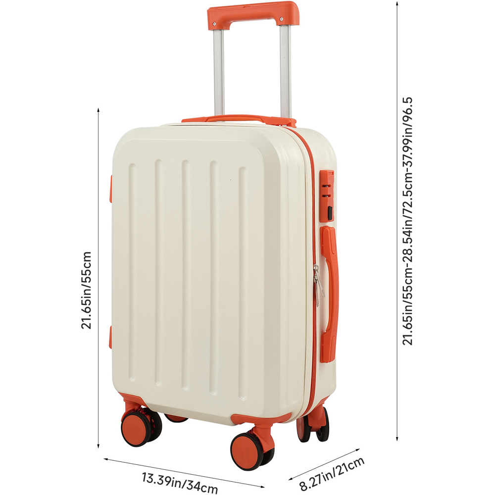 H&O Direct Orange and White ABS Hard Shell Suitcase with Cup Holder and USB Port 20 inch Image 6