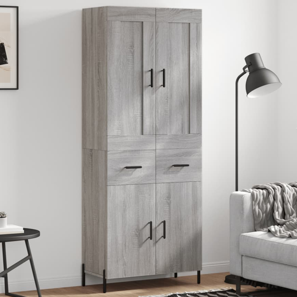 vidaXL 4 Door 2 Drawer Grey Sonoma Highboard Image 1