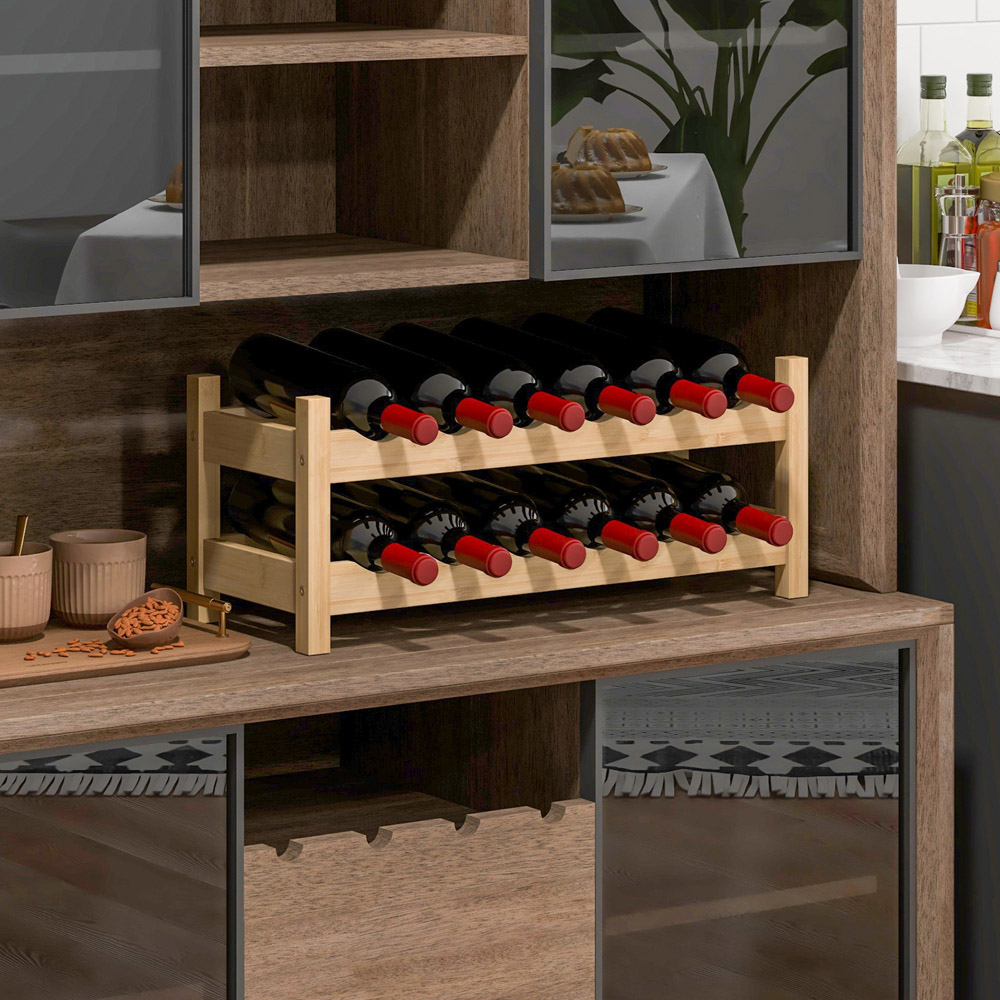 Costway 2 Tier Natural Wine Rack Image 4