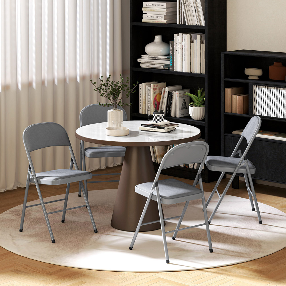 Portland Set of 4 Light Grey Foldable Chair with Cushions Image 4
