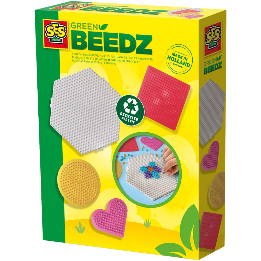 SES Creative Green Beedz Iron On Bead Base Pegboard 4 Piece Image 1