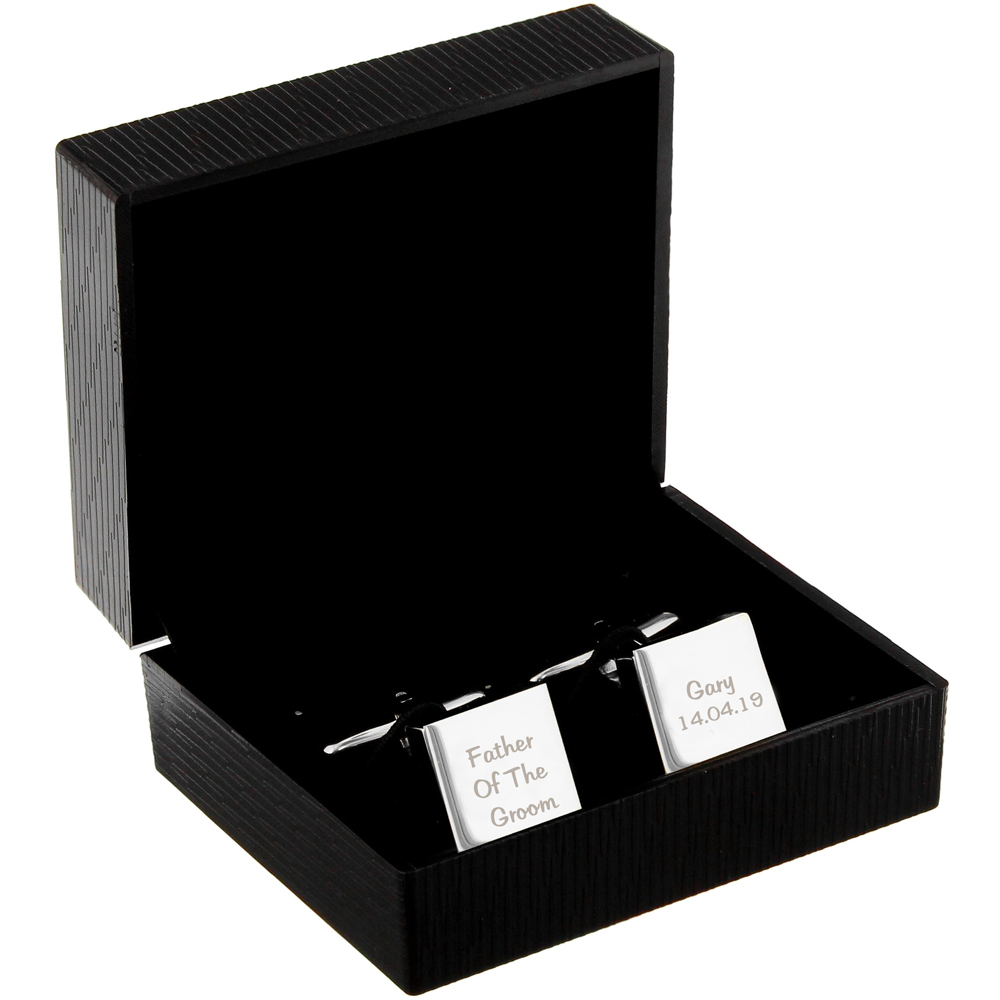 Personalised Memento Personalised 3 Line Wedding Role Square Cufflink Image 3
