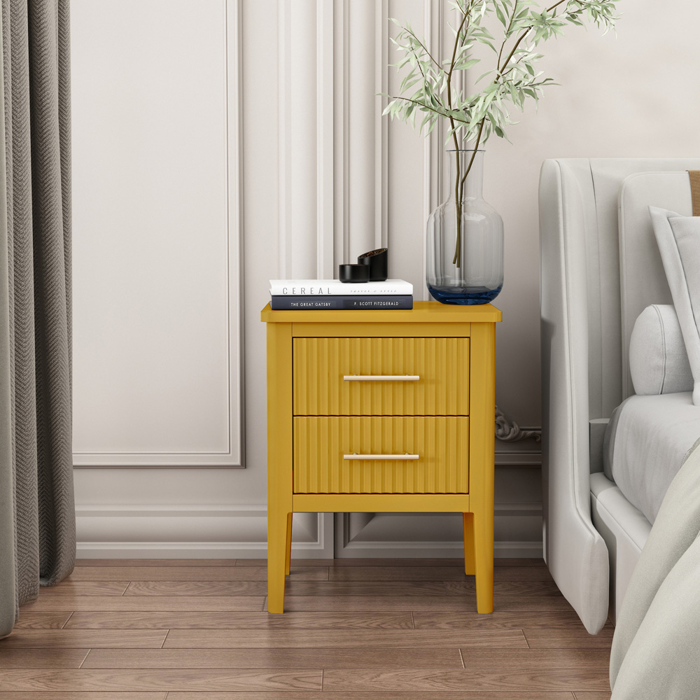 Palau 2 Drawer Mustard Bedside Table Image 8