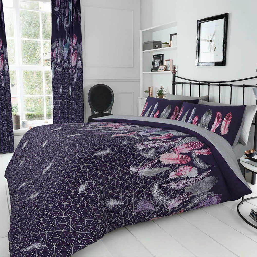 Smart Living Double Purple Feathers Duvet Set Image 1