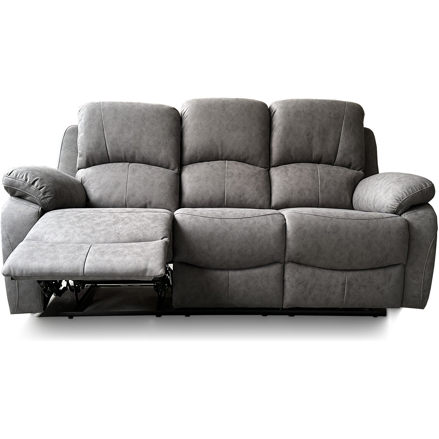Milano 3 Seater Grey Fabric Recliner Sofa Image 4