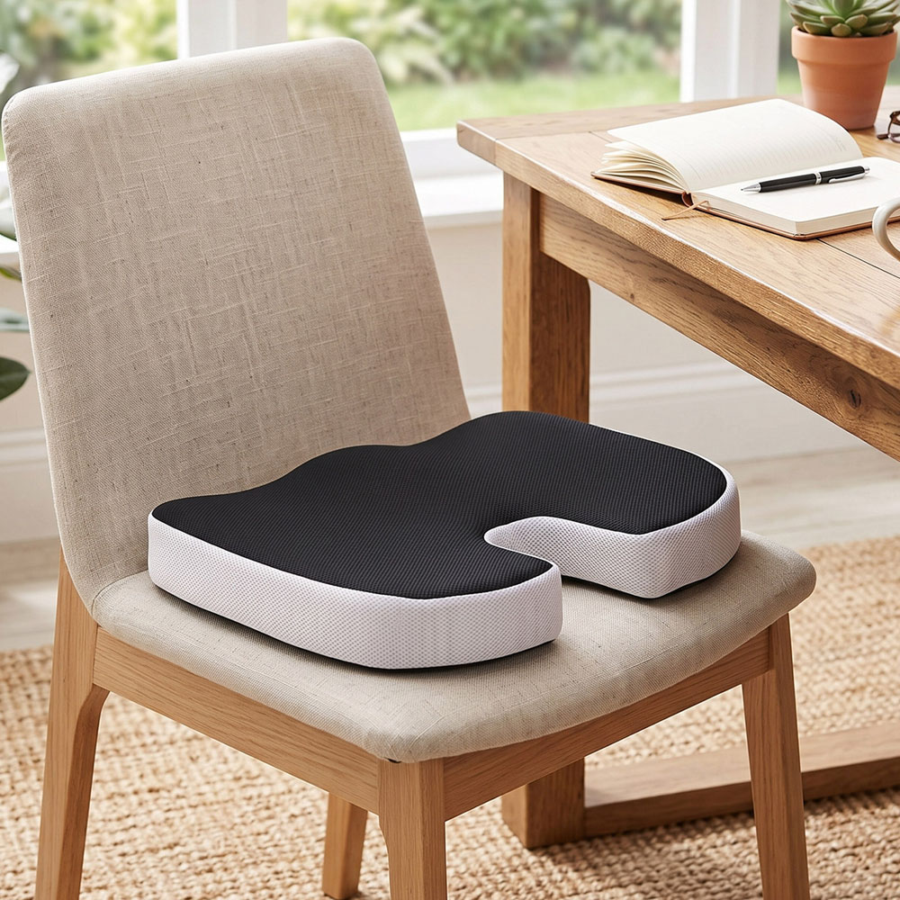 Living and Home Black and Grey Memory Foam Seat Cushion 43 x 35cm Image 2