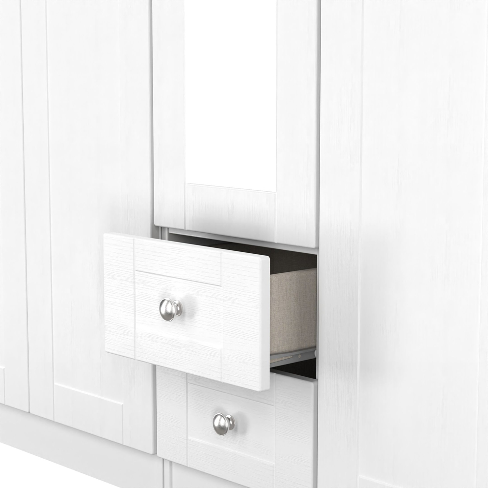 Crowndale Sussex 5 Door 2 Drawer White Ash and Bardolino Oak Tall Mirror Wardrobe Ready Assembled Image 8