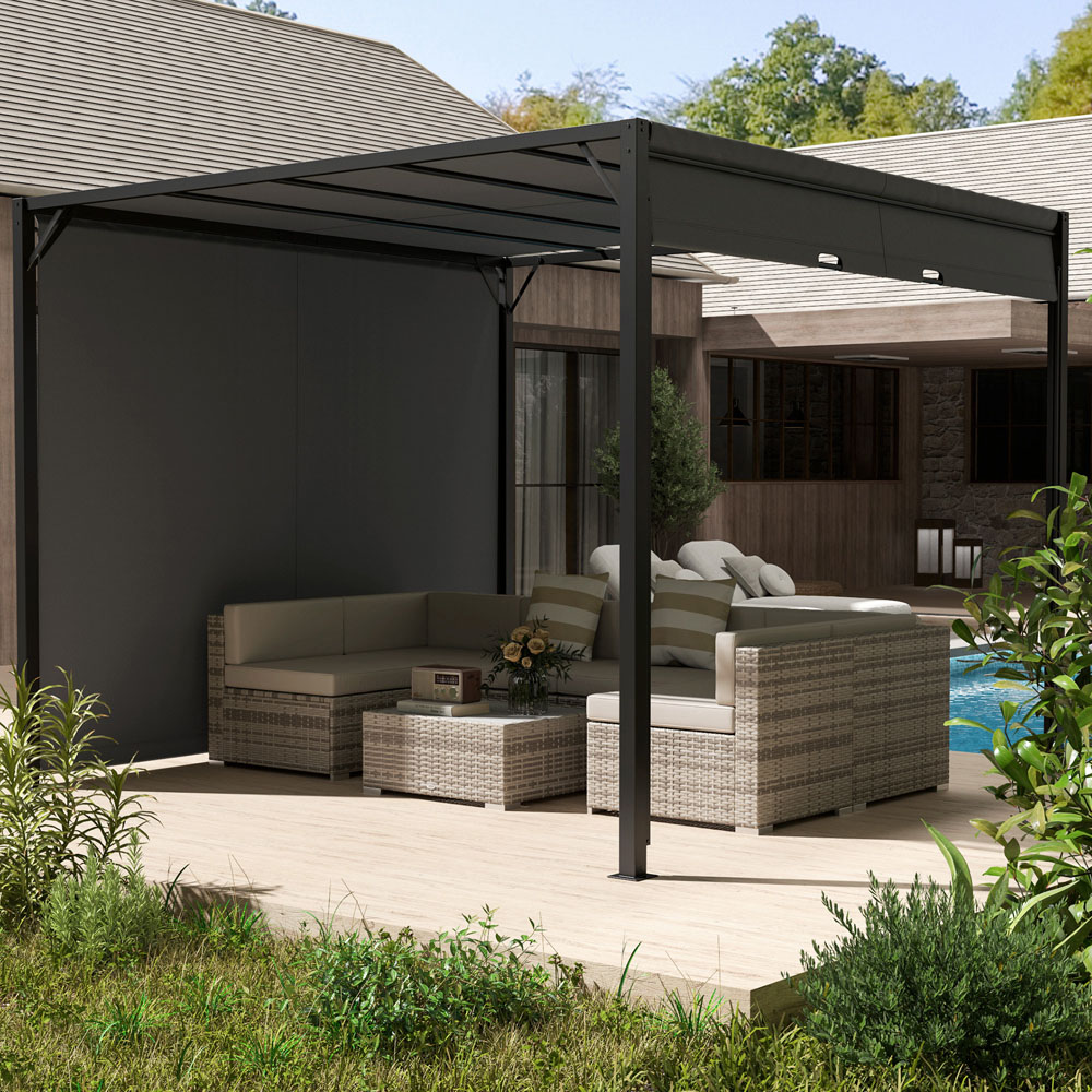 Outsunny 3 x 3m Grey Metal Pergola Gazebo Image 1