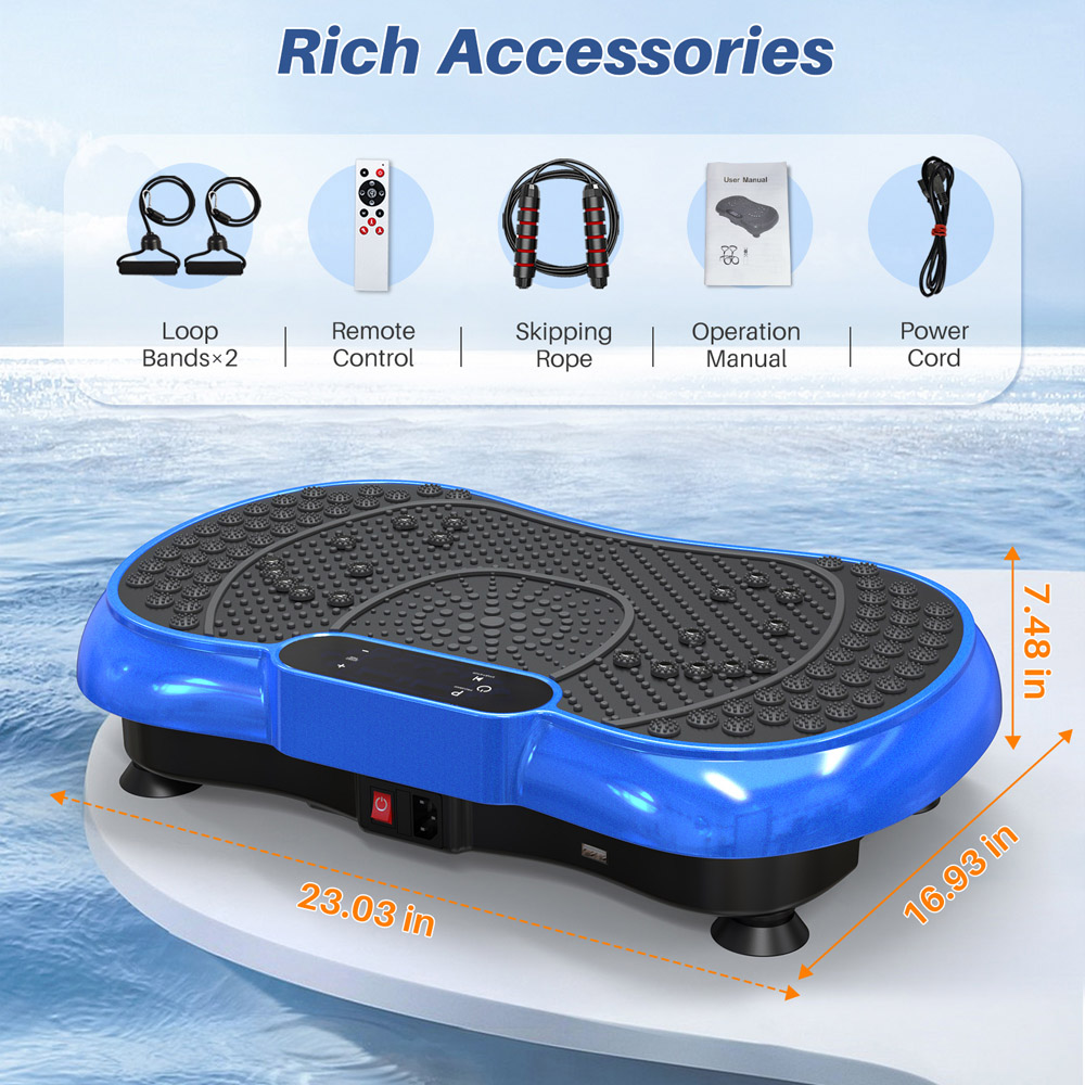 Rattrix Blue Vibration Plate Exercise Machine with Bluetooth Speaker and LED Display Image 9
