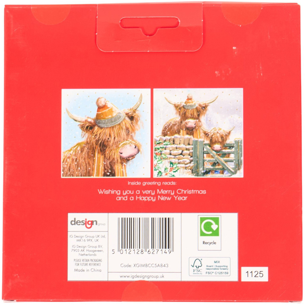 Pack of 10 Christmas Highland Cow Cards Image 2